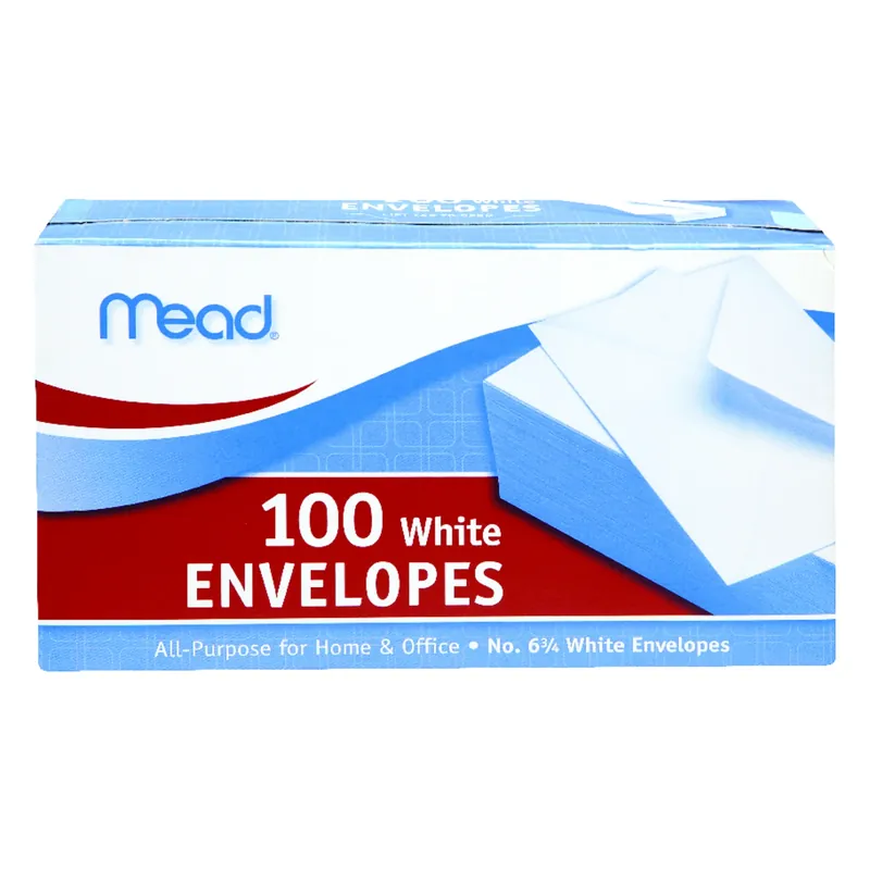 Mead 3.63 In. W X 6.75 In. L A6 White Envelopes 100 Pk