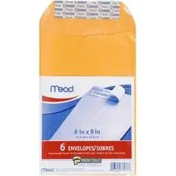 Meadwestvaco MEA76078 Mead Press It Seal It 6Ct 6 X 9 Envelopes