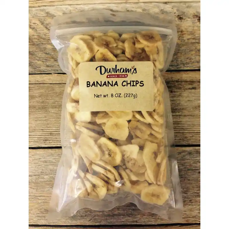 Durhams Dried Banana Chips 8 Oz Bagged
