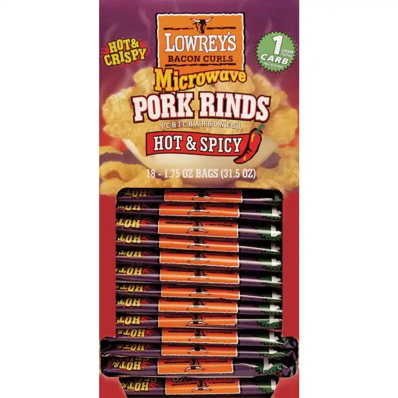 Hot & Spicy Microwave Pork Rinds 1.75 Oz. Crispy Snack