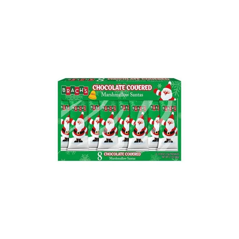 Brach‘s Chocolate Covered Marshmallow Santas, 8 Count Box