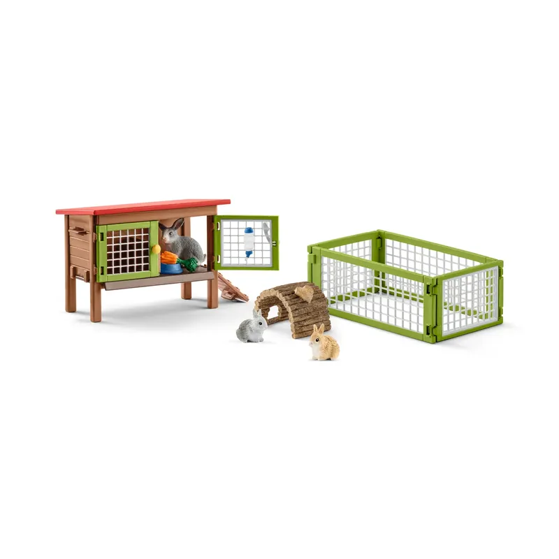 Farm World Rabbit Hutch Toy Set With 8 Pieces For Ages 3 And Up