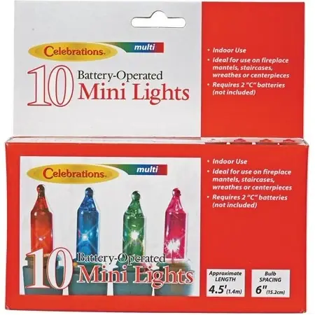 Celebrations 1912a-71 Battery Operated Mini Light Set, 5.5‘, 10 Multi-color Lights