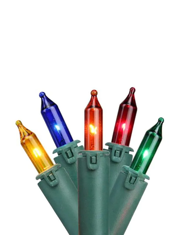 Commercial Grade Mini Christmas Lights Set Of 100 - 46.5 Feet Multi-color Green Wire