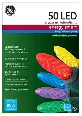 GE Energy Smart 50-Count 16.3-ft Constant Multicolor Mini LED Plug-In Christmas String Lights ENERGY STAR