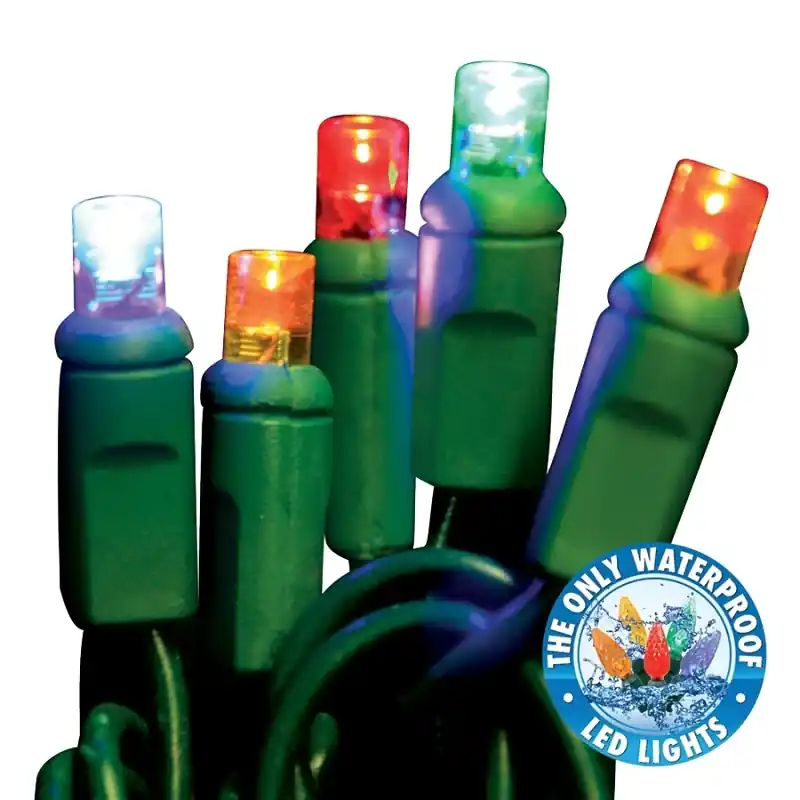 Holiday Bright Lights LED-WA-50-MU6 5 Mm. LED Light Set On Green Wire 50 Count