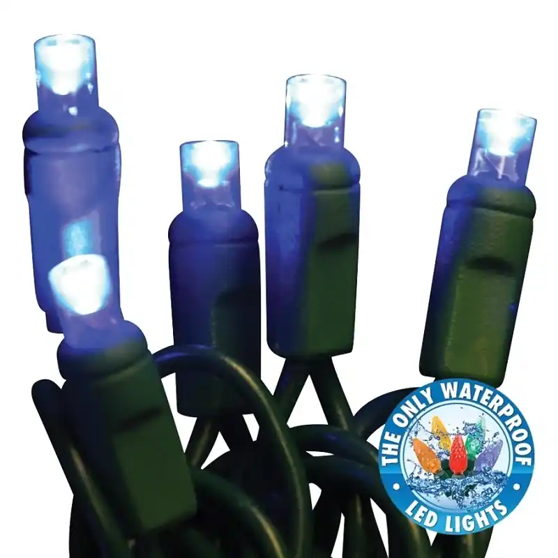 Holiday Bright Lights LED-WA-50-BL6 5 Mm. LED Light Set On Green Wire - Blue 50 Count
