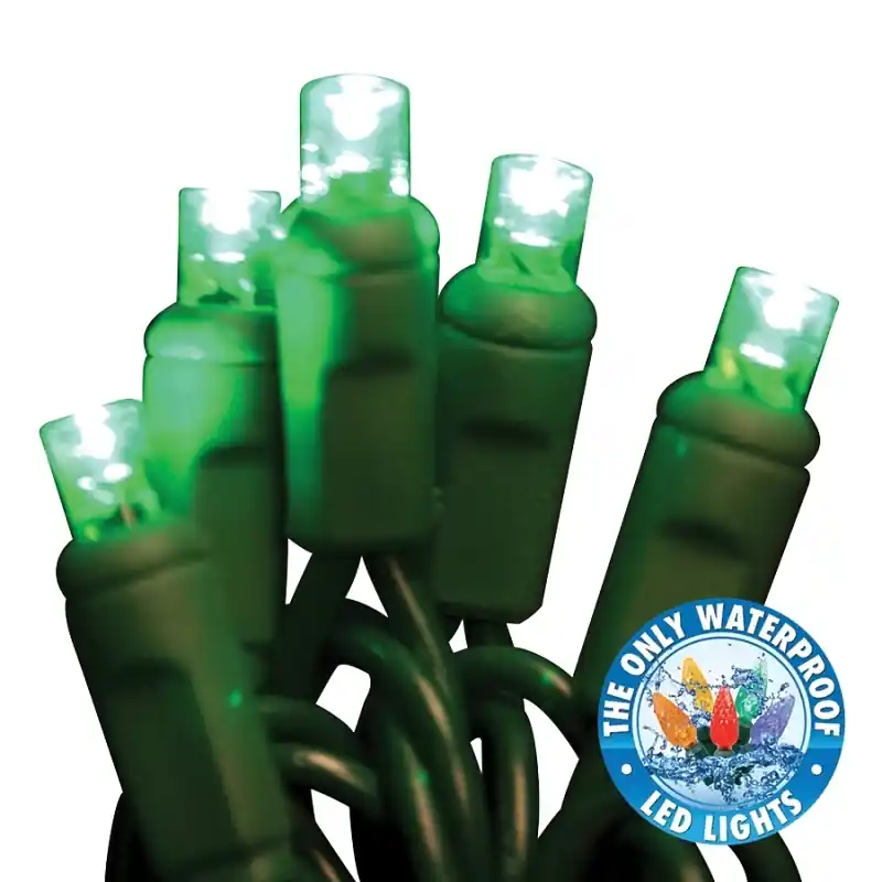 Holiday Bright Lights LED-WA-50-GR6 5 Mm. LED Light Set On Green Wire - Green 50 Count
