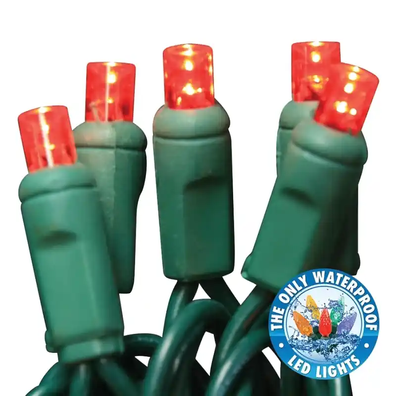 Holiday Bright Lights LED-WA-50-RD6 5 Mm. LED Set On Green Wire - Red 50 Count