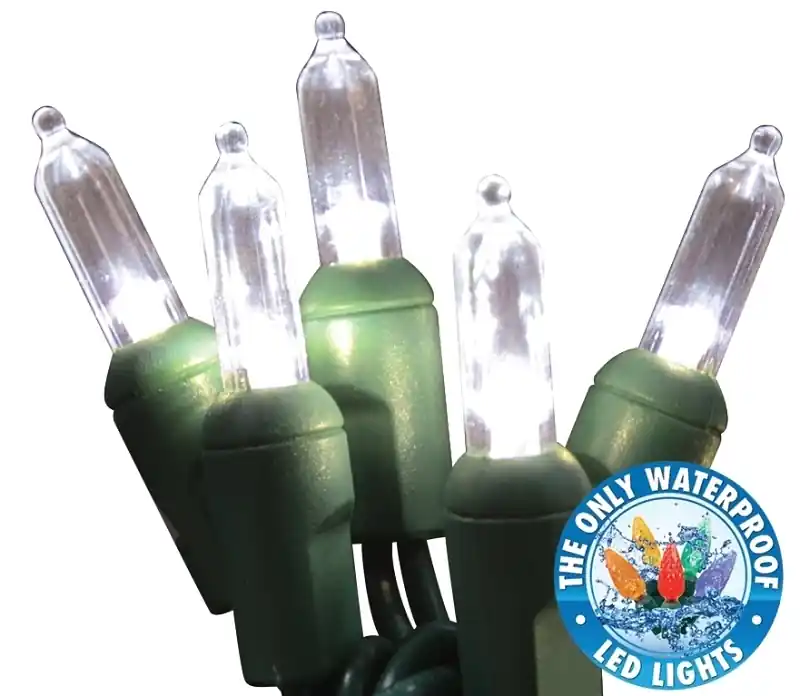 Holiday Bright Lights LED-T5-50-PW6 T5 LED Light Set On Green Wire - White 50 Count