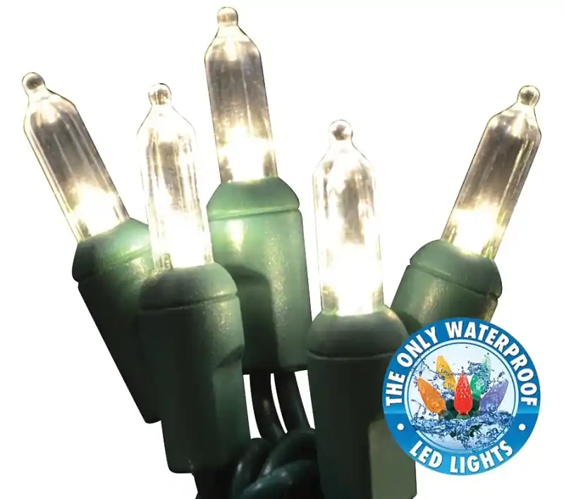 LED-T5-50-CW6 T5 LED Light Set On Green Wire - White, 50 Count