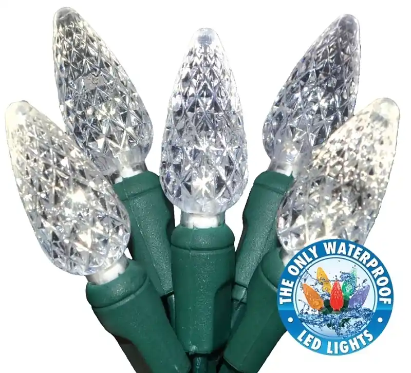C6 Pure White Led Light Set, 100 Bulbs, 50 Feet