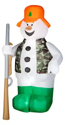 Lighted Inflatable Hunting Snowman Christmas Decoration, 6 Feet Tall, Model 86231