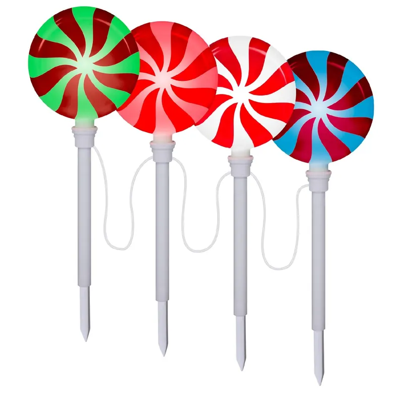 18" Tall X 6" Wide Lollipop Pathway Stakes Set Of 4 For Christmas