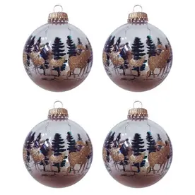 Holiday Living 4-Pack Green Glass Round Ornaments