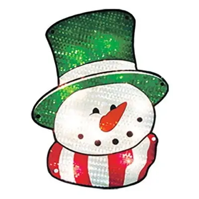 491-91323 Lighted Shimmer Diamond Snowman Face Window Decoration