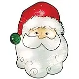 491-91324 Lighted Diamond Pattern Santa Face Window Decoration With Suction Cup