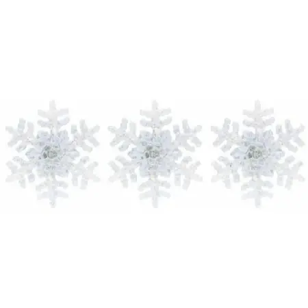 Set Of 3 Battery Operated Warm White LED Twinkling Snowflakes