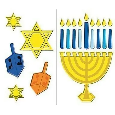 Hanukkah Gel Cling Assortment 6" X 12" - Festive Window Decorations