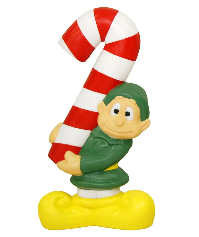 32 Inch Light-up Elf Holding Candy Cane Decoration