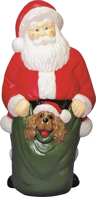 Santa With Puppy Christmas Decoration, 42 Inches Tall