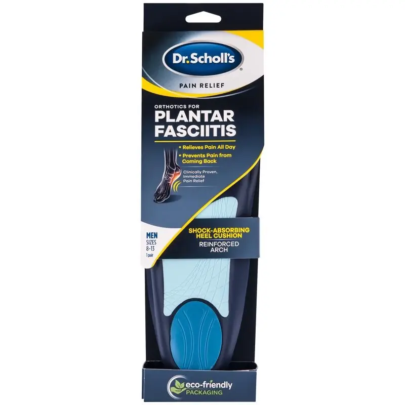 Plantar Fasciitis Men‘s Insoles Size 8-13 Blue 1 Pair