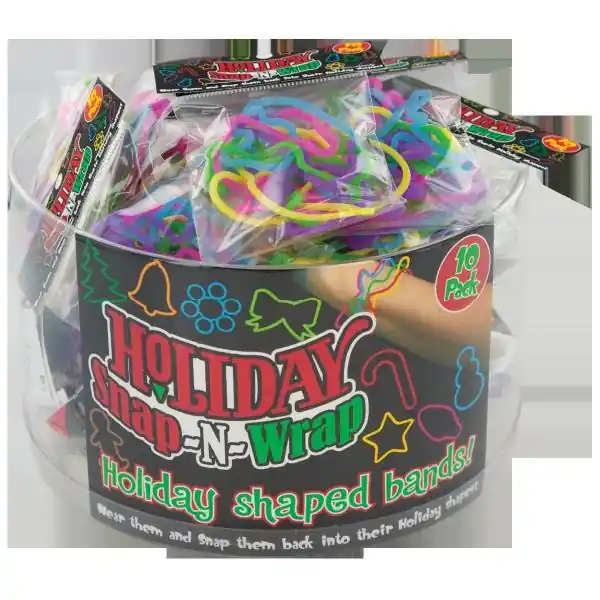 Holiday Snap N Wrap Colorful Silicone Bracelet Case Of 96