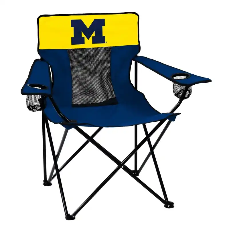 Logo Brands Elite Folding Chair - University Of Michigan - Blue/gold Canvas
