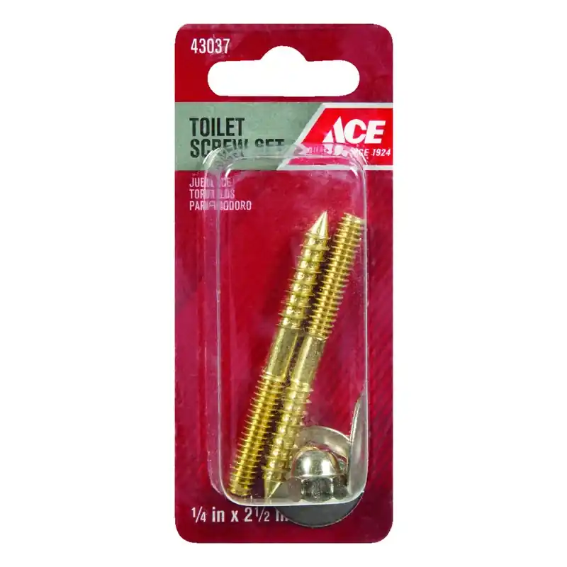 Toilet Screw Set Brass - 1/4" Wide, 2 1/2" Length With Nuts & Washers