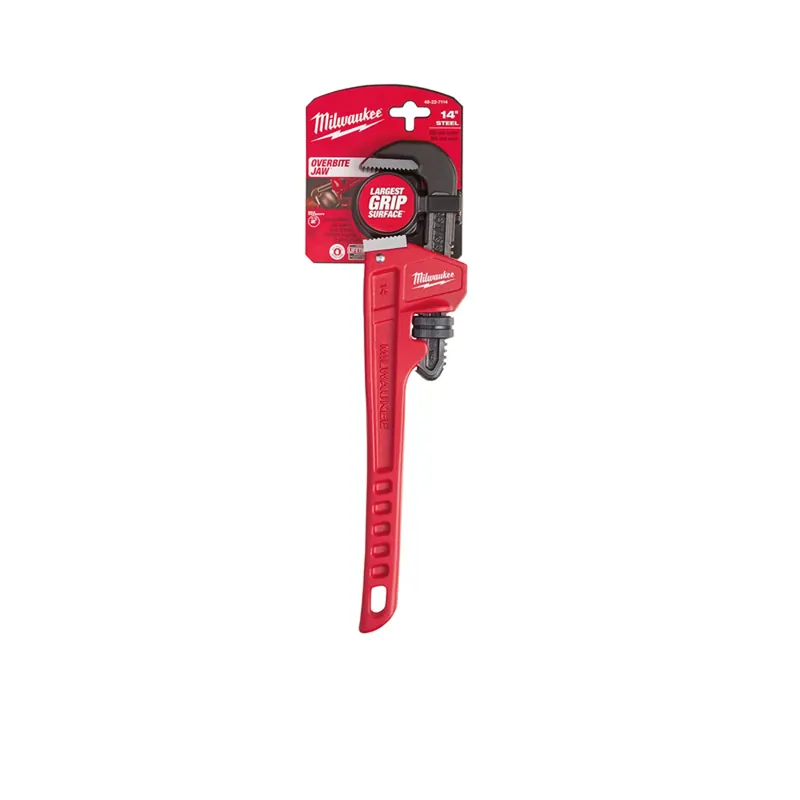 14 In. Steel Pipe Wrench With Overbite Jaw Design And Ergonomic Handle