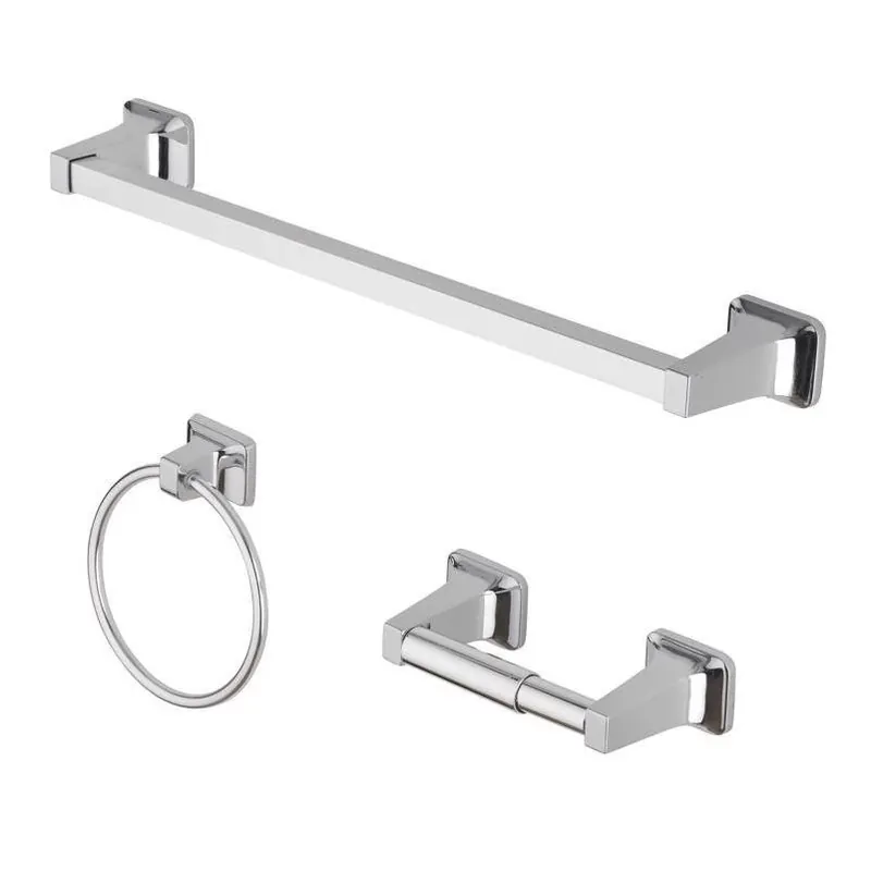 OakBrook Chrome Zinc Towel Bar Set – Sleek Silver Bathroom Hardware