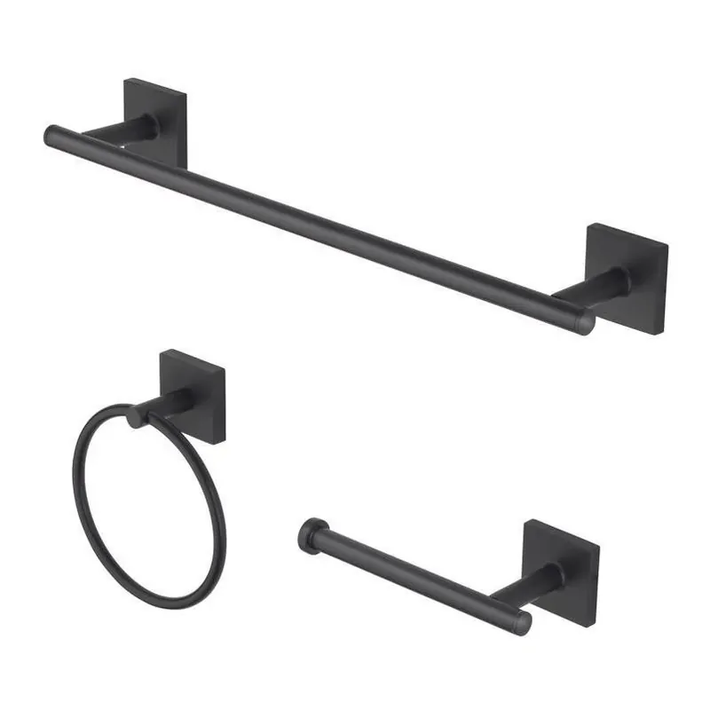 OakBrook Matte Black Zinc Towel Bar Set – Contemporary Bathroom Hardware