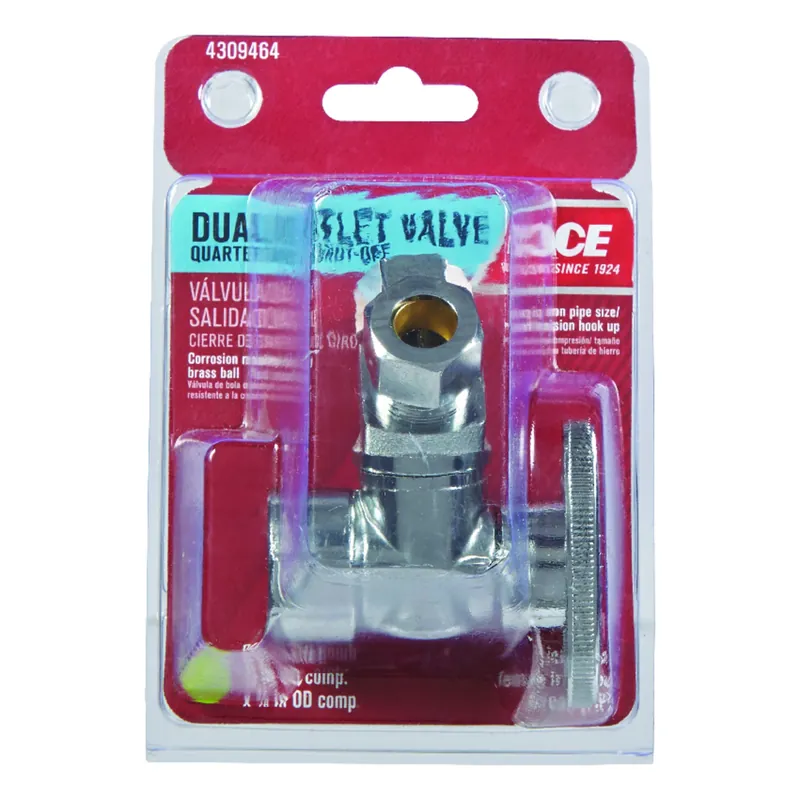 Fip Compression Brass Dual Shut-off Valve With PTFE Seats And Chrome Plating