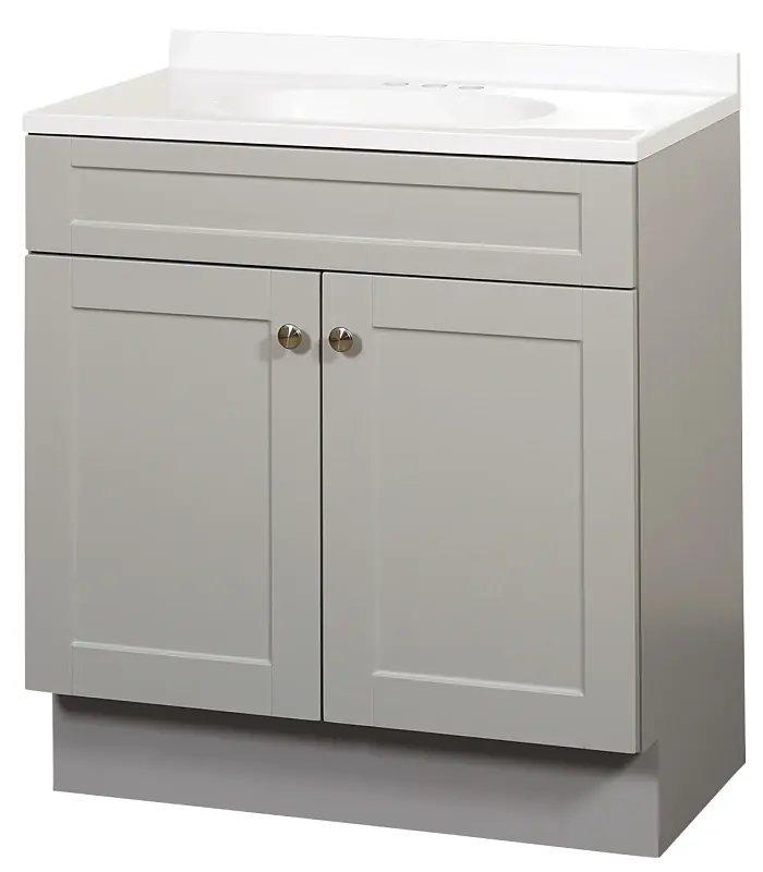 Cool Gray 30 In. W X 35 In. H X 18 In. D Shaker Vanity With White Cultured Marble Top