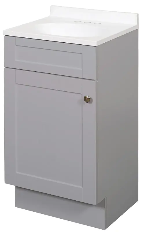 Cool Gray 18 In. W X 35 In. H X 16 In. D Shaker Vanity With White Cultured Marble Top