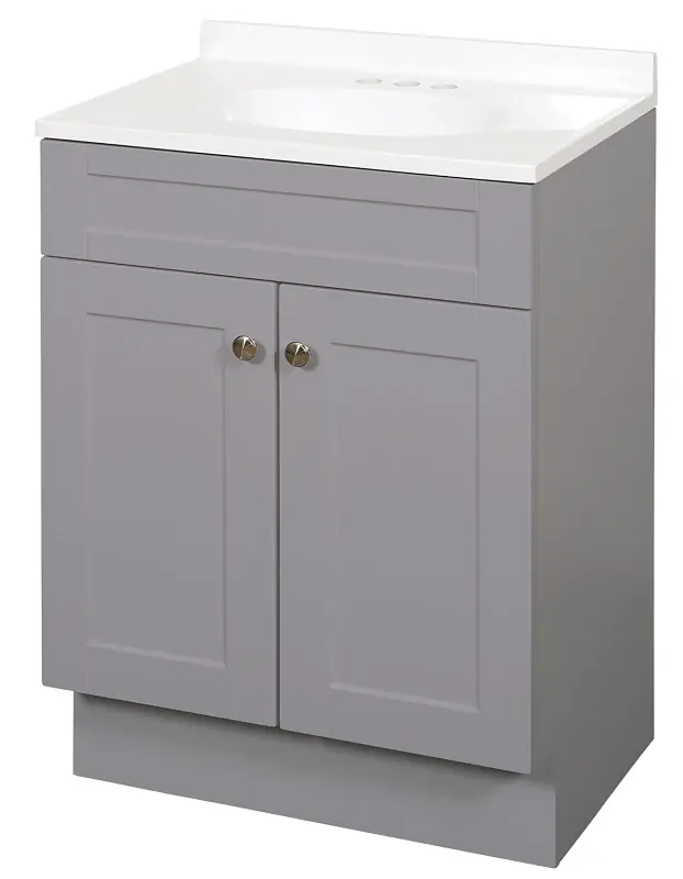 24 In. W X 35 In. H Shaker Vanity With White Cultured Marble Top