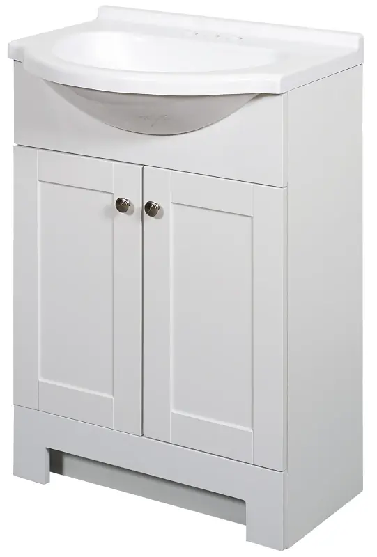 White 24 In. W X 35 In. H Euro Vanity With Cultured Marble Top