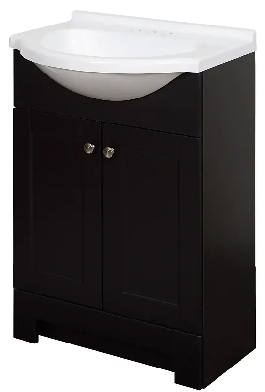Espresso 24 In. W X 35 In. H X 18 In. D Euro Vanity With White Cultured Marble Top