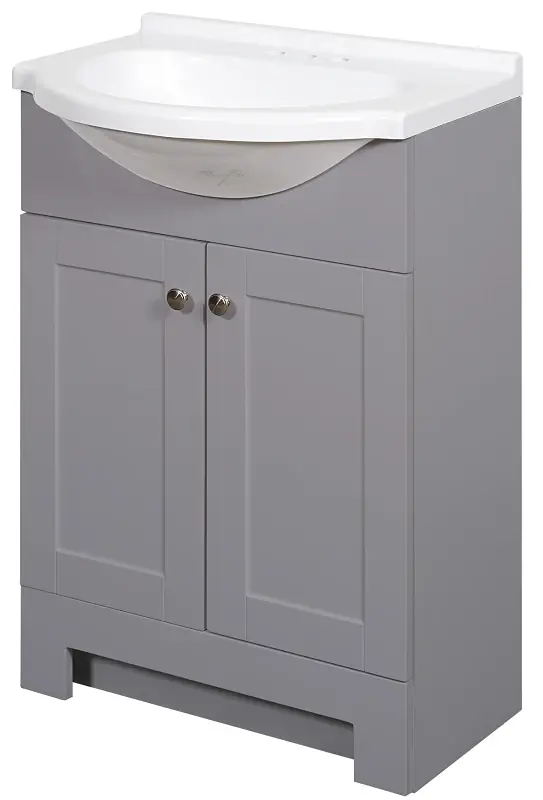 Cool Gray 24 In. W X 35 In. H Euro Vanity With White Cultured Marble Top