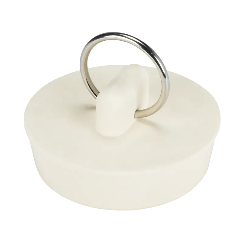 1-1/2 In. White Rubber Sink And Tub Stopper With Nickel Plating