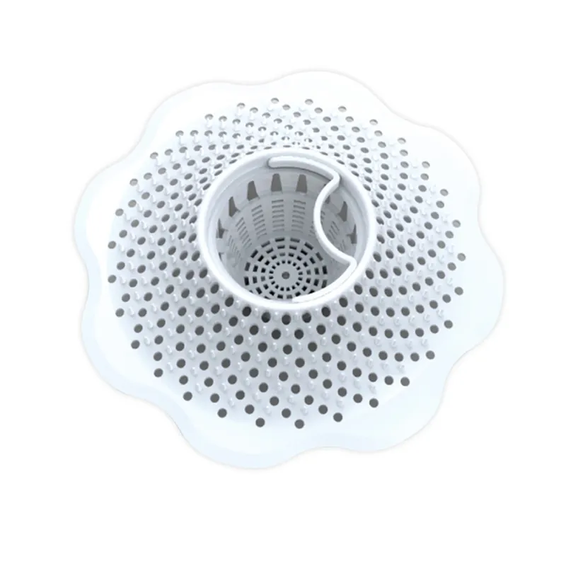 White Plastic Hair Snare Drain Cover - Flower-shaped Hair Catcher For Bathroom
