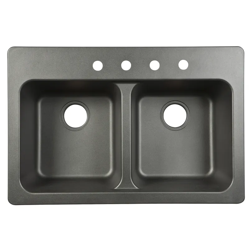Tectonite Double-Bowl Kitchen Sink, Black, 33 X 22 X 9 In.