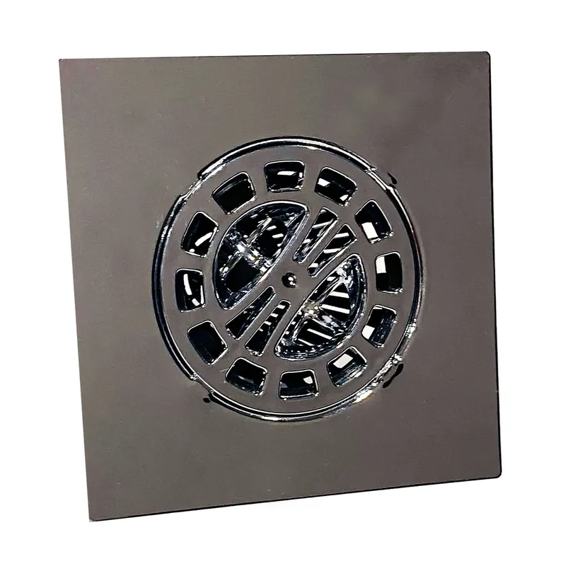 Chrome Cast Top Plastic Tailpiece Hair Catcher Shower Drain Cover With Trim Plate