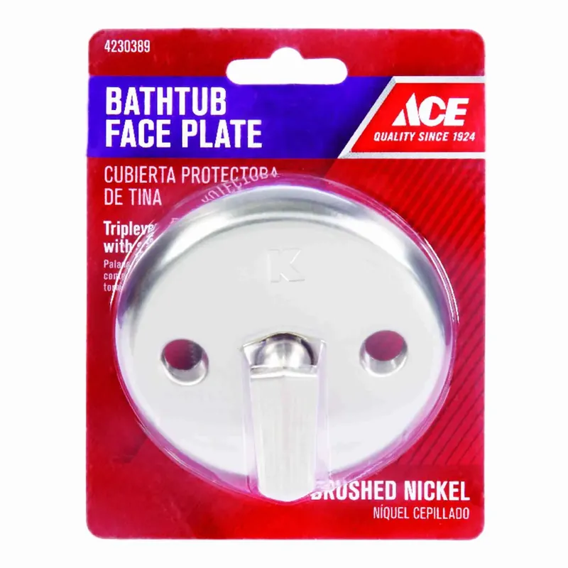 3-5/32 In. D Brushed Nickel Bathtub Overflow Face Plate With Trip Lever