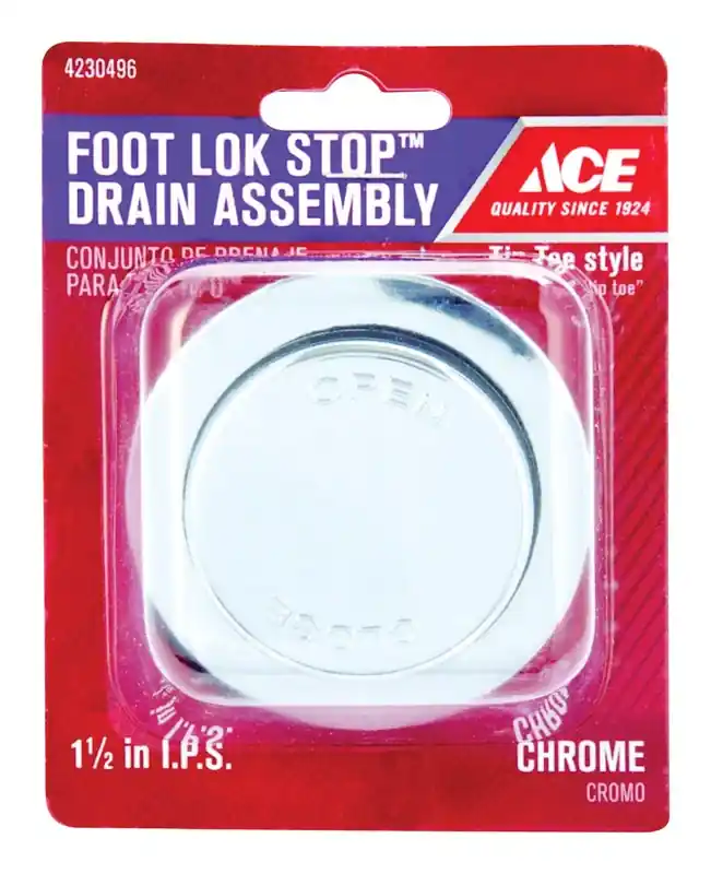 1-1/2 In. Polished Metal Round Drain Assembly With Tip Toe Style