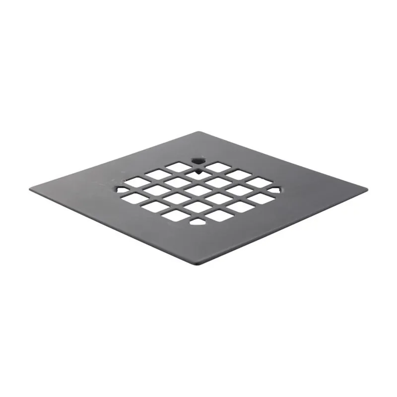 Matte Black Square Snap-in Shower Drain Cover, 4-1/4 In., Stainless Steel