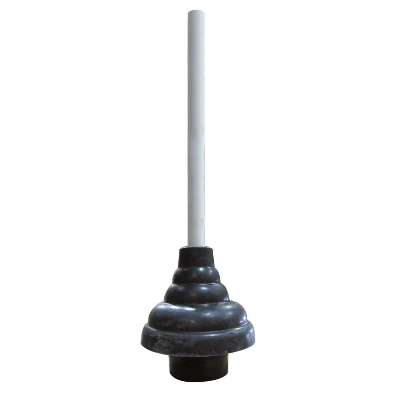 6 In. Double Thrust Plunger With White Wooden Handle For Sink And Toilet