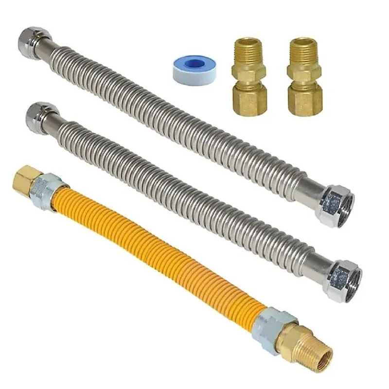 Eastman Stainless Steel Gas Water Heater Installation Kit – Compact 1.77" H × 23.03" L × 7.68" W