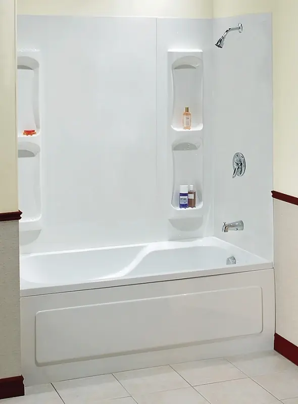 Utah 5-Pc. Bathtub Wall Surround, Polystyrene, Glue Up Installation, White, 59 - 60 X 31.75 In. High