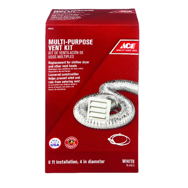 4 In. W X 6 In. L White Plastic Dryer Vent Kit With Ul Listed Duct